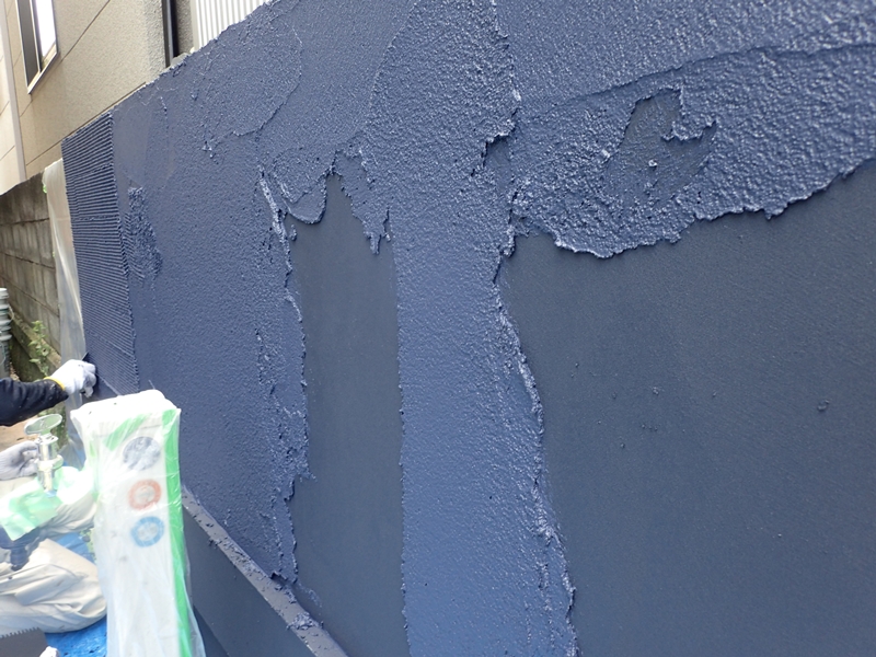 ブロック塀塗装 大谷石の補修工事とジョリパット仕上げ「校倉」