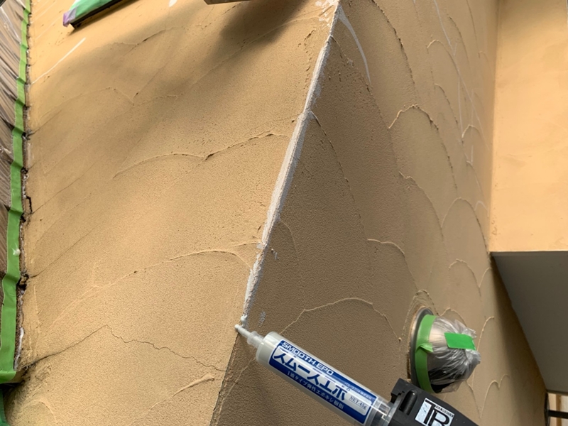 ジョリパットクリーンウォッシュとジョリパットフレッシュ仕上げ　コテ模様の外壁塗装　塗り替え　天井塗装